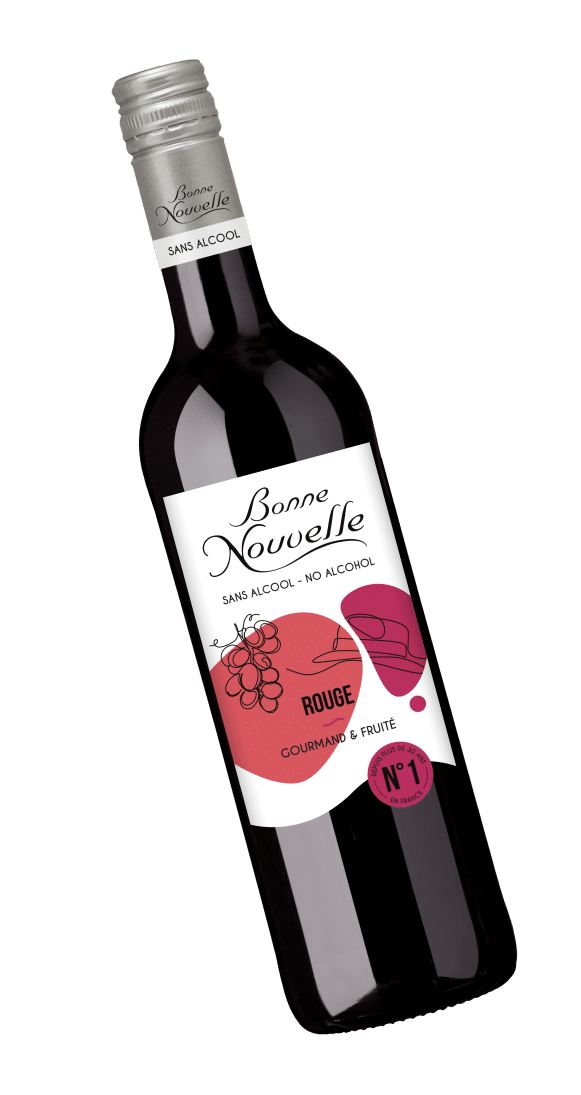 Vin rouge merlot sans alcool BONNE NOUVELLE : la bouteille de 75cL